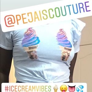 Ice cream Sequin cropped tee